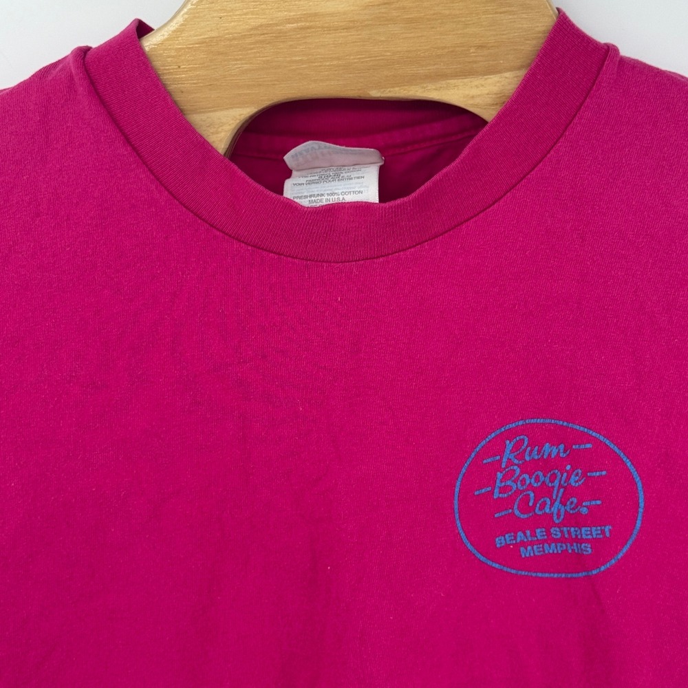Hanes Heavyweight Rum Boogie Cafe Memphis Beale Street Pink T-Shirt Large USA - Picture 1 of 8
